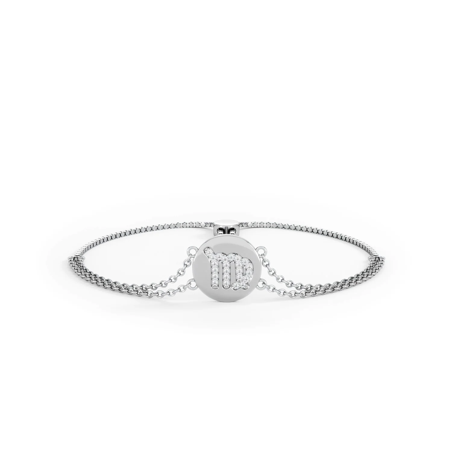 Astrology Virgo 0.07ct Lab Grown Diamond Adjustable Medallion Bracelet Sterling Silver - Image 9