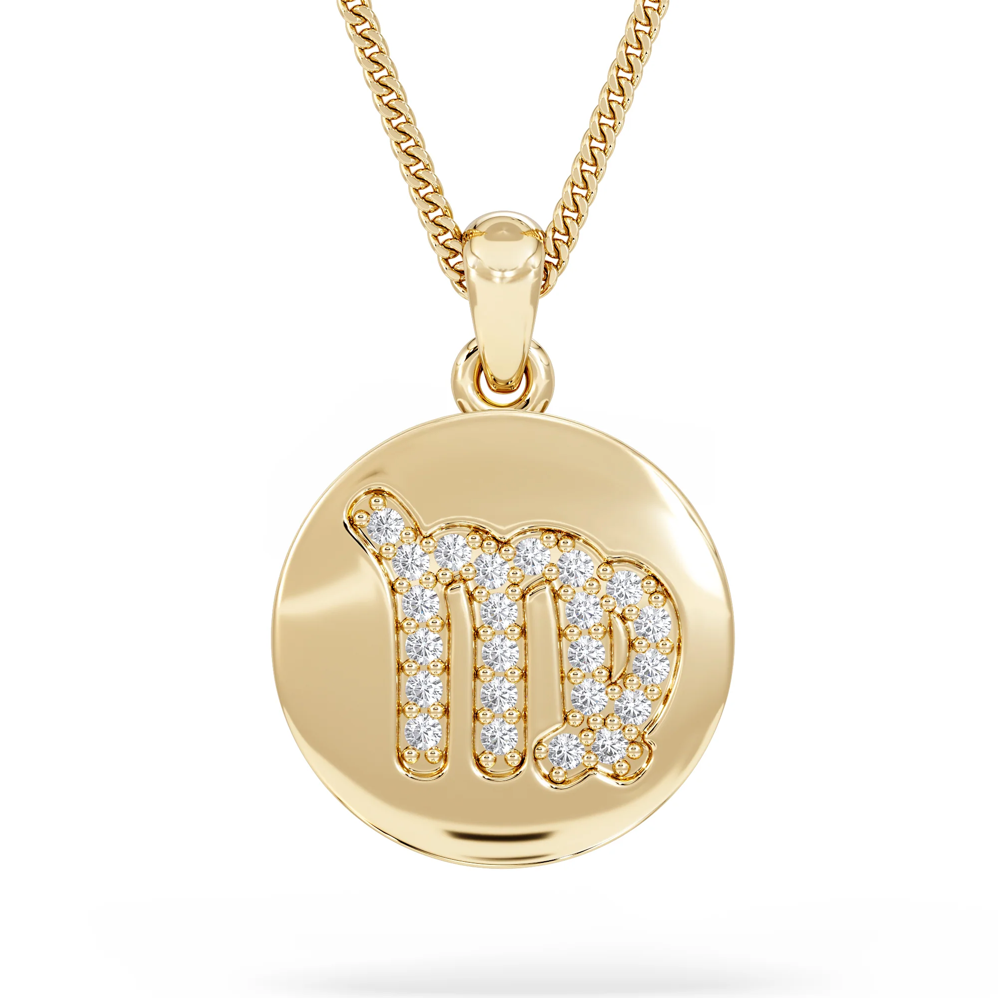 Astrology Virgo 0.07ct Lab Grown Diamond Medallion Pendant Necklace in 18K Gold Vermeil