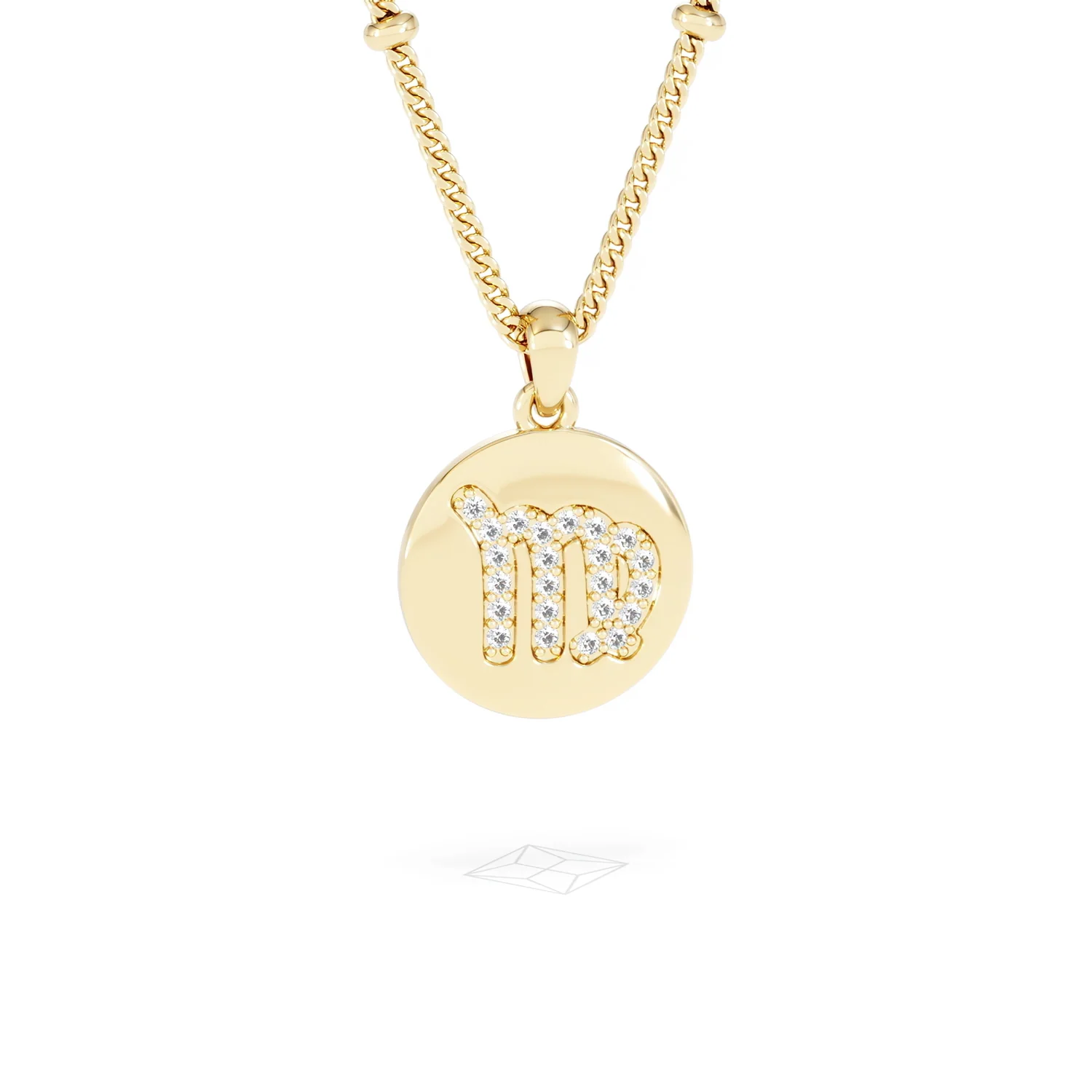 Astrology Virgo 0.07ct Lab Grown Diamond Medallion Pendant Necklace in 18K Gold Vermeil - Image 12