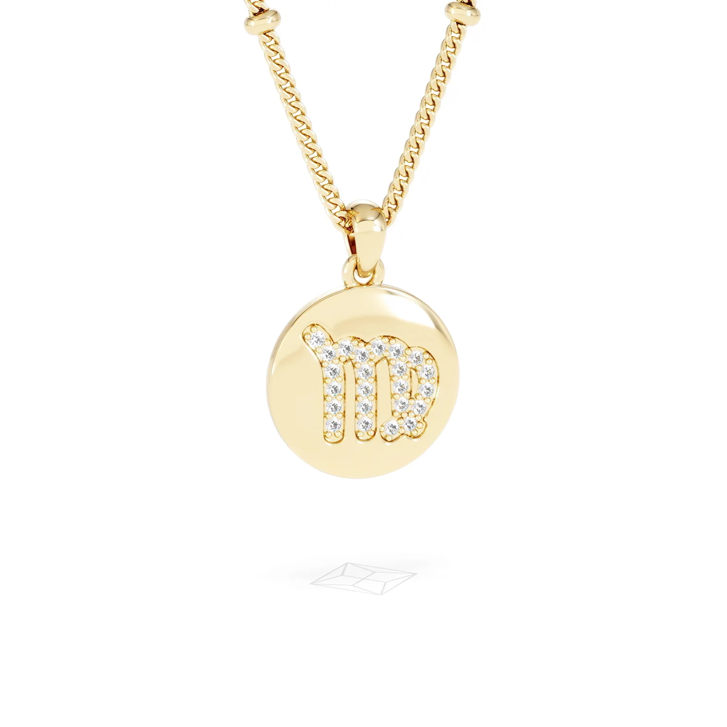 Astrology Virgo 0.07ct Lab Grown Diamond Medallion Pendant Necklace in 18K Gold Vermeil - Image 13