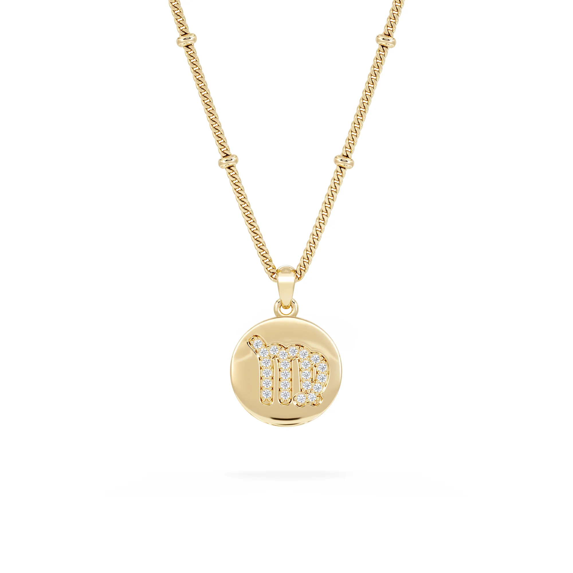 Astrology Virgo 0.07ct Lab Grown Diamond Medallion Pendant Necklace in 18K Gold Vermeil - Image 3