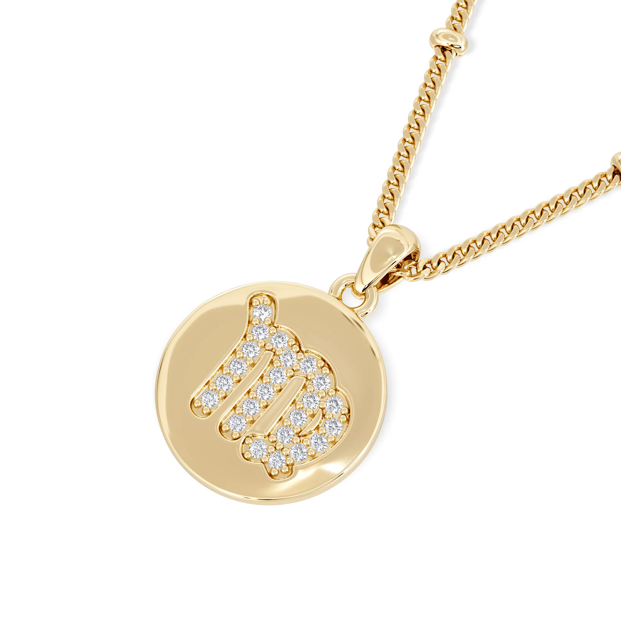 Astrology Virgo 0.07ct Lab Grown Diamond Medallion Pendant Necklace in 18K Gold Vermeil - Image 5