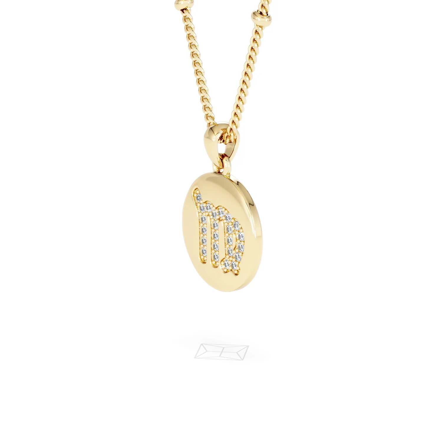 Astrology Virgo 0.07ct Lab Grown Diamond Medallion Pendant Necklace in 18K Gold Vermeil - Image 77