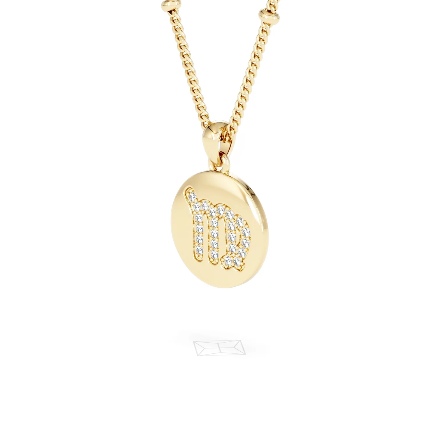 Astrology Virgo 0.07ct Lab Grown Diamond Medallion Pendant Necklace in 18K Gold Vermeil - Image 80