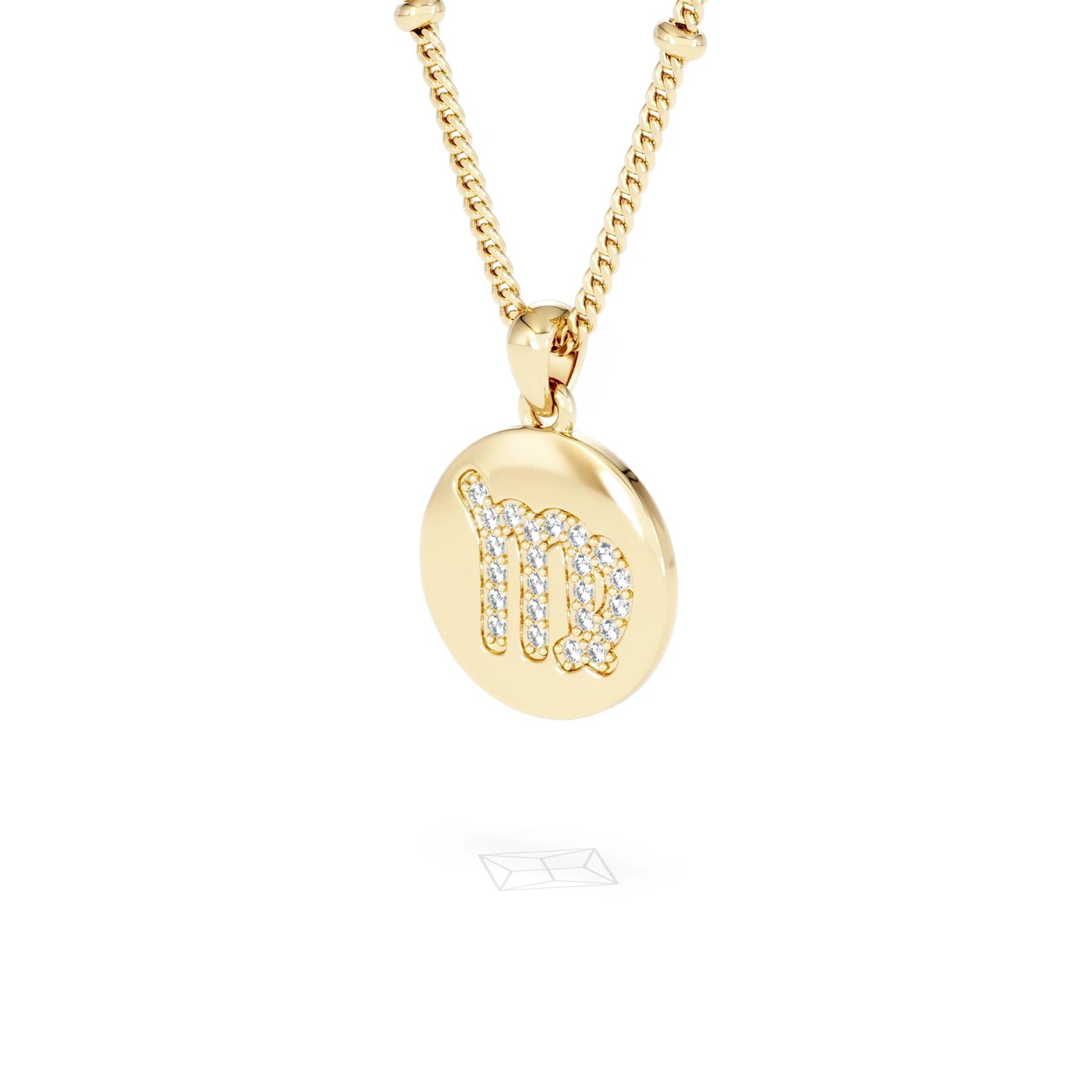 Astrology Virgo 0.07ct Lab Grown Diamond Medallion Pendant Necklace in 18K Gold Vermeil - Image 81