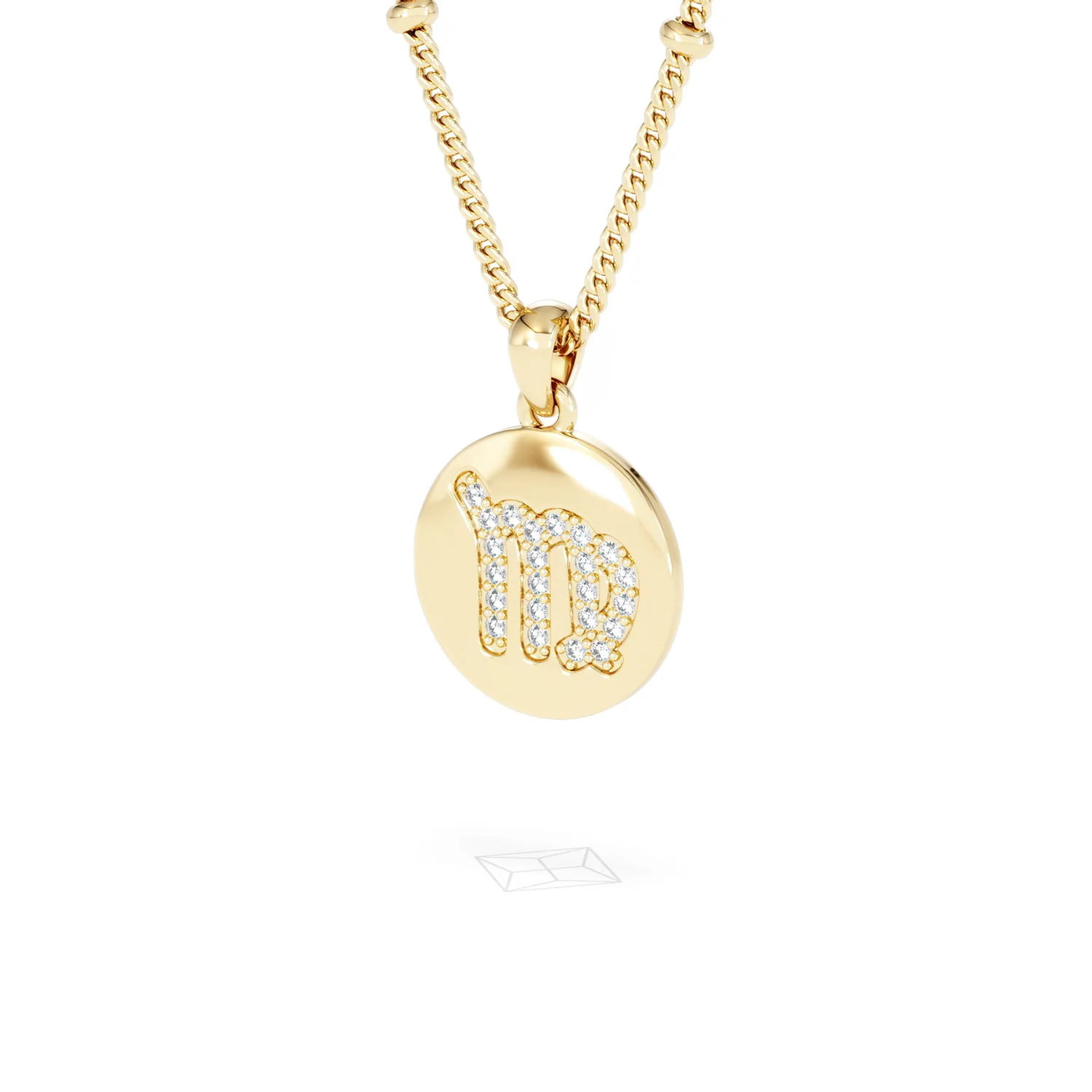 Astrology Virgo 0.07ct Lab Grown Diamond Medallion Pendant Necklace in 18K Gold Vermeil - Image 82