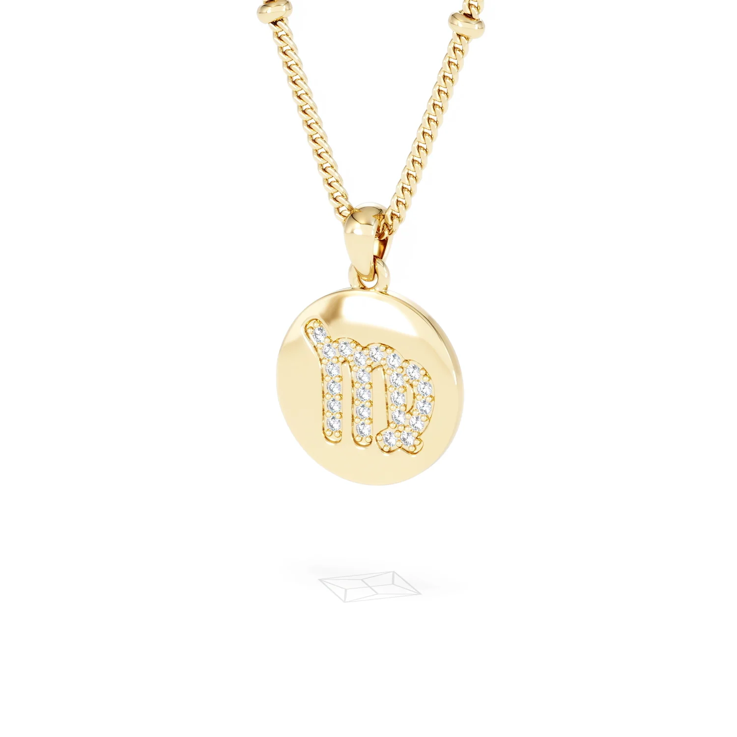 Astrology Virgo 0.07ct Lab Grown Diamond Medallion Pendant Necklace in 18K Gold Vermeil - Image 83