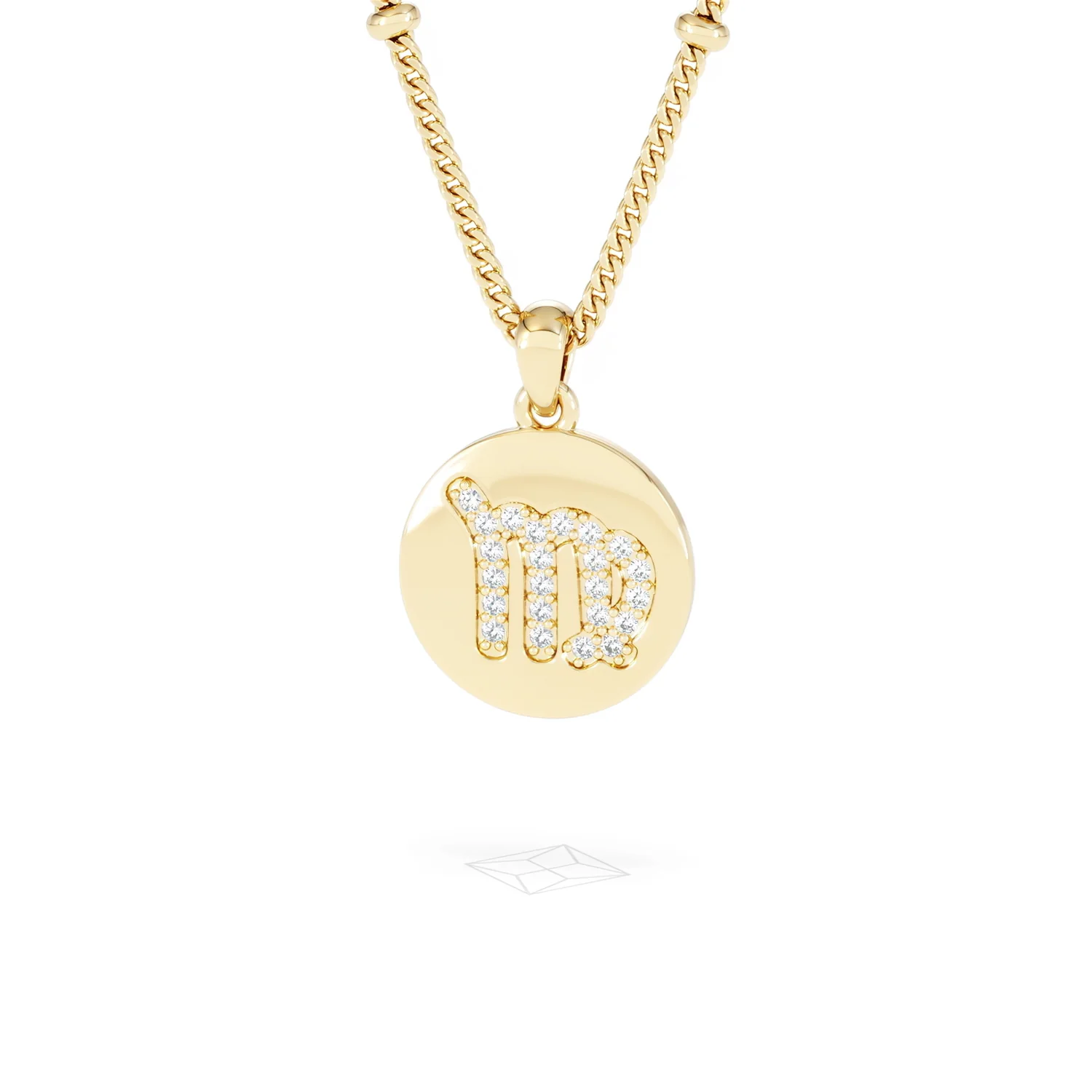 Astrology Virgo 0.07ct Lab Grown Diamond Medallion Pendant Necklace in 18K Gold Vermeil - Image 86