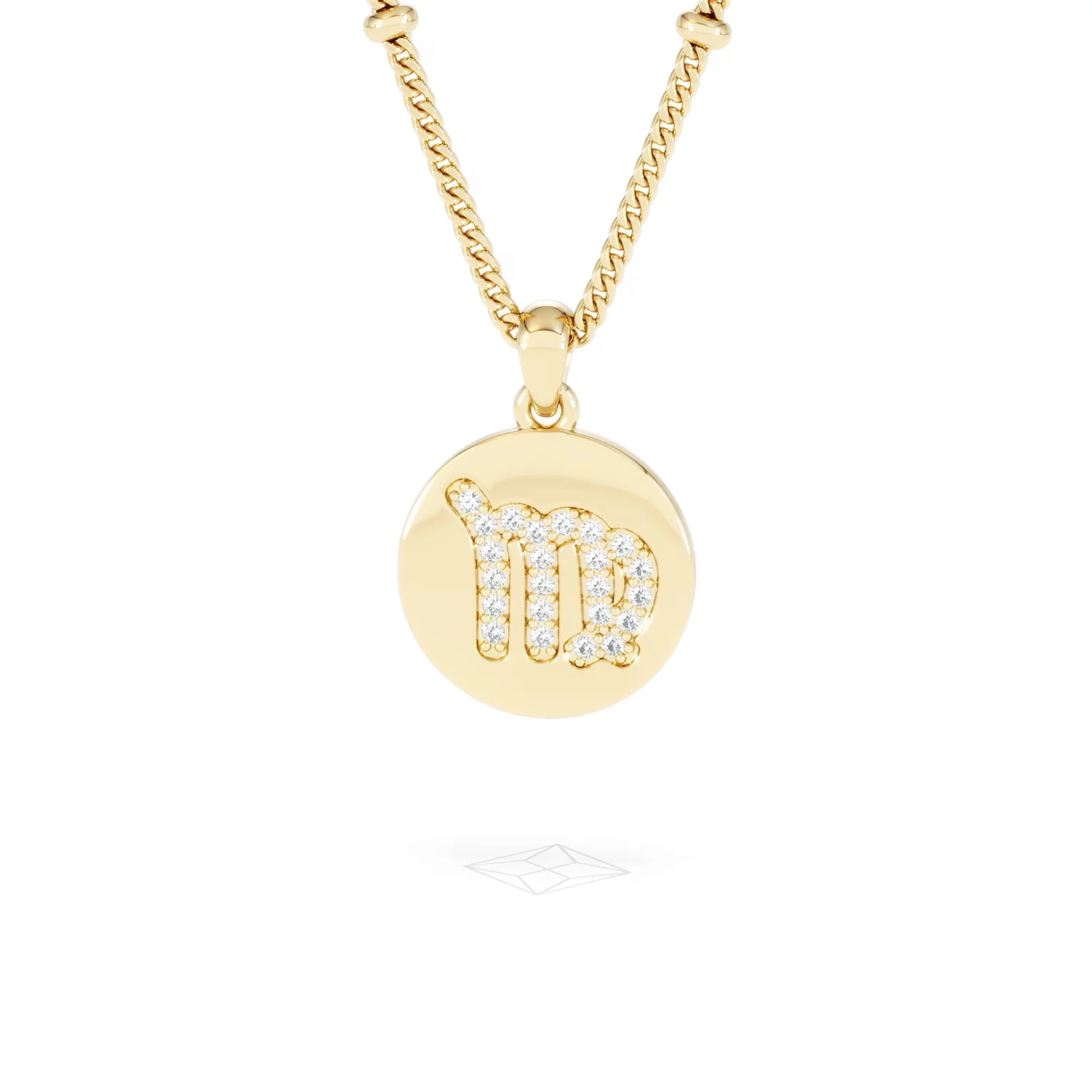 Astrology Virgo 0.07ct Lab Grown Diamond Medallion Pendant Necklace in 18K Gold Vermeil - Image 87
