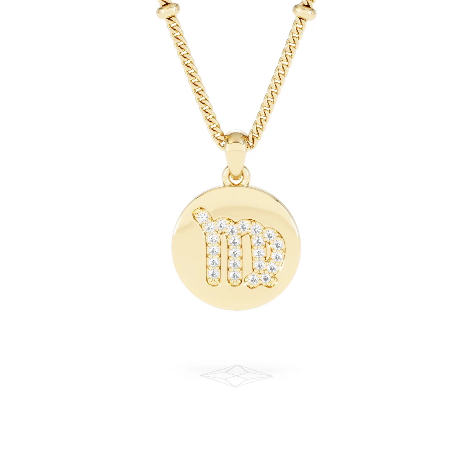 Astrology Virgo 0.07ct Lab Grown Diamond Medallion Pendant Necklace in 18K Gold Vermeil - Image 88