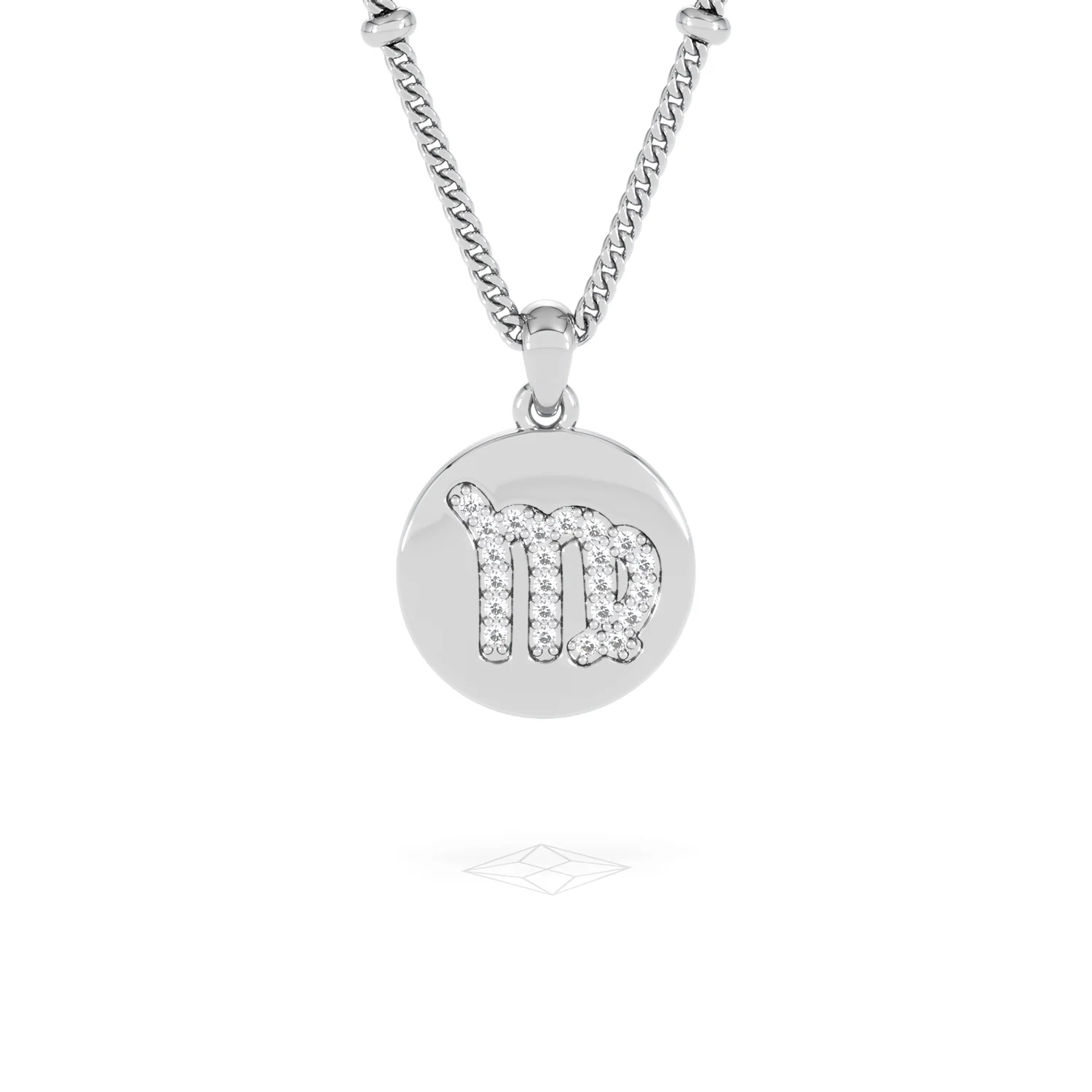 Astrology Virgo 0.07ct Lab Grown Diamond Medallion Pendant Necklace in Sterling Silver - Image 10
