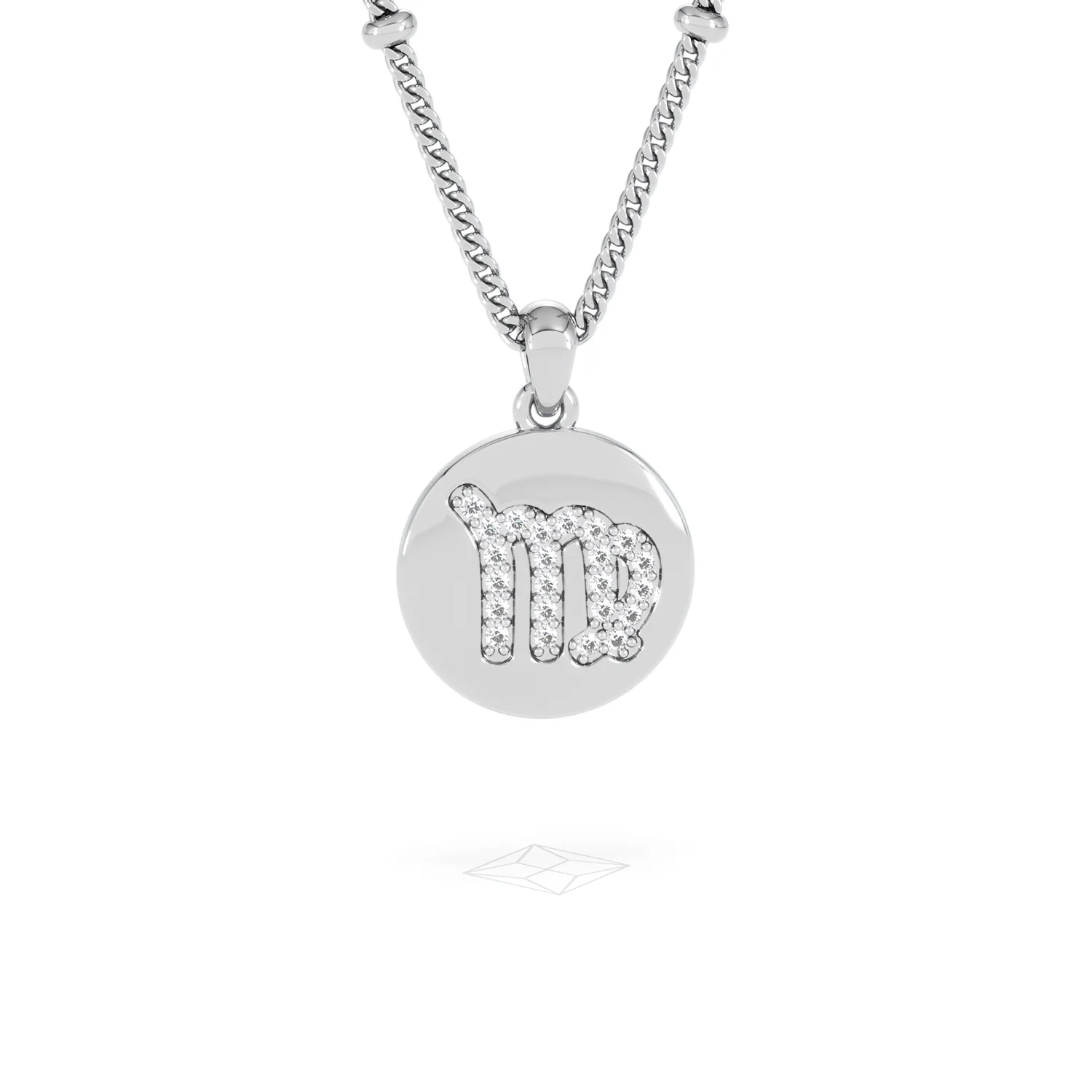 Astrology Virgo 0.07ct Lab Grown Diamond Medallion Pendant Necklace in Sterling Silver - Image 11