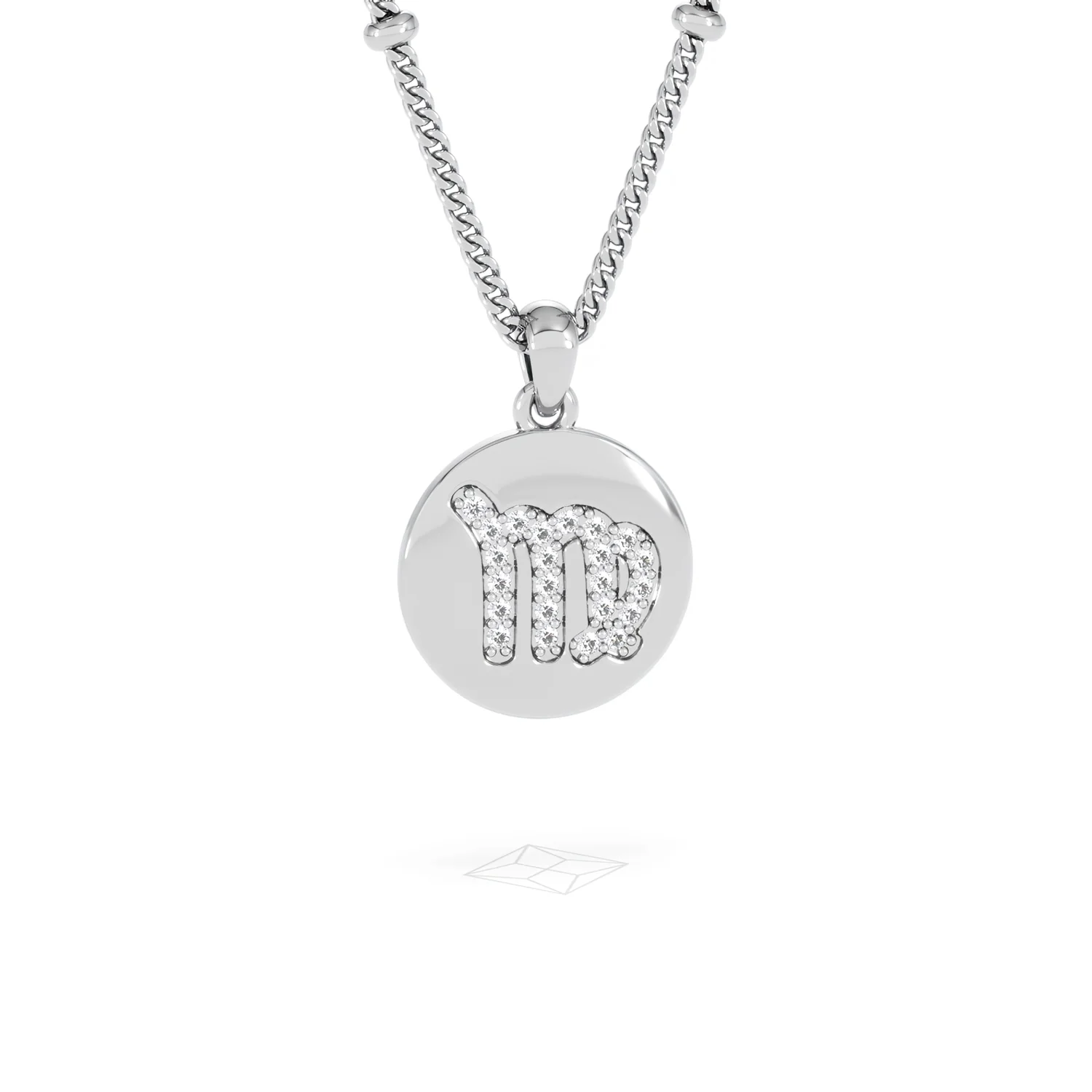Astrology Virgo 0.07ct Lab Grown Diamond Medallion Pendant Necklace in Sterling Silver - Image 12