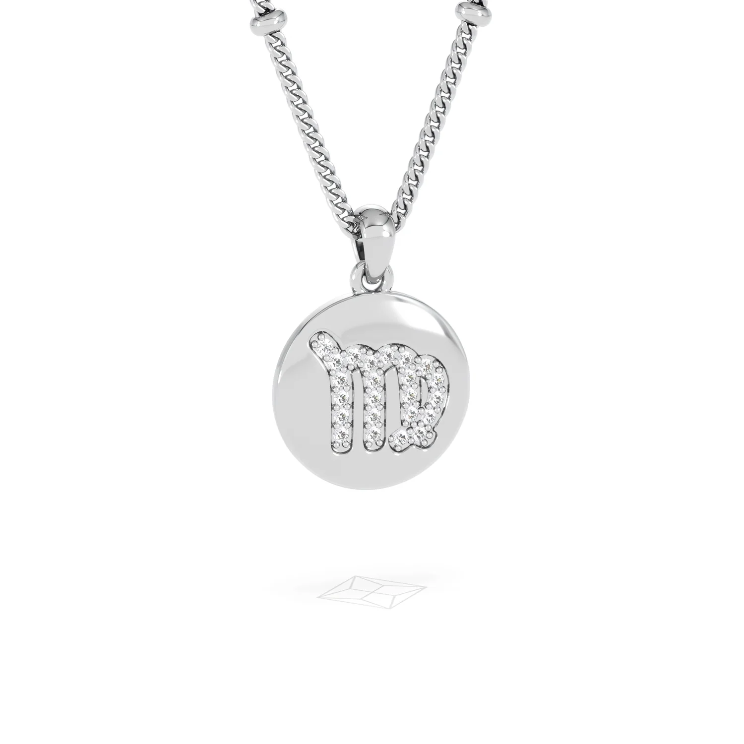 Astrology Virgo 0.07ct Lab Grown Diamond Medallion Pendant Necklace in Sterling Silver - Image 13