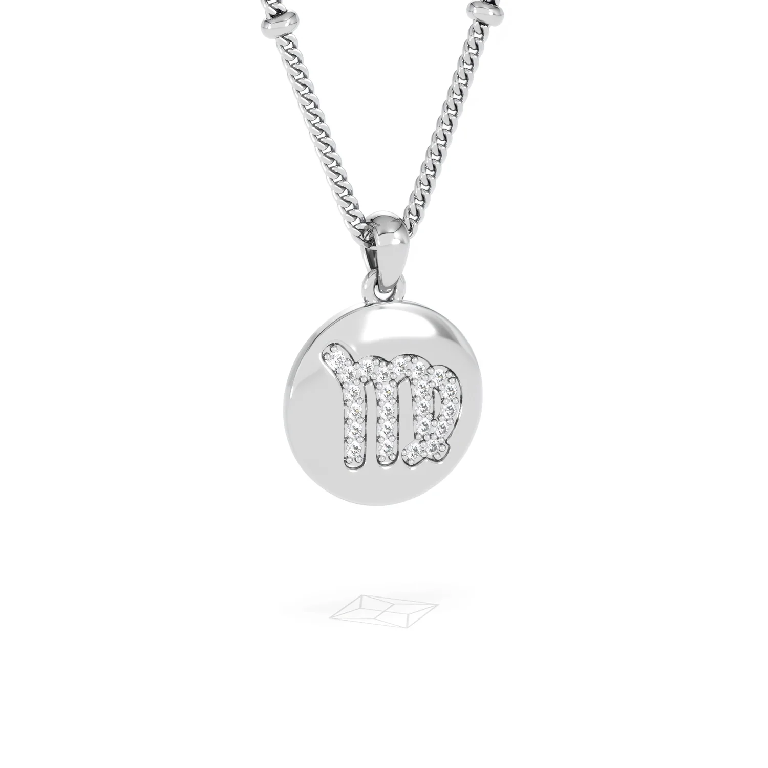 Astrology Virgo 0.07ct Lab Grown Diamond Medallion Pendant Necklace in Sterling Silver - Image 14