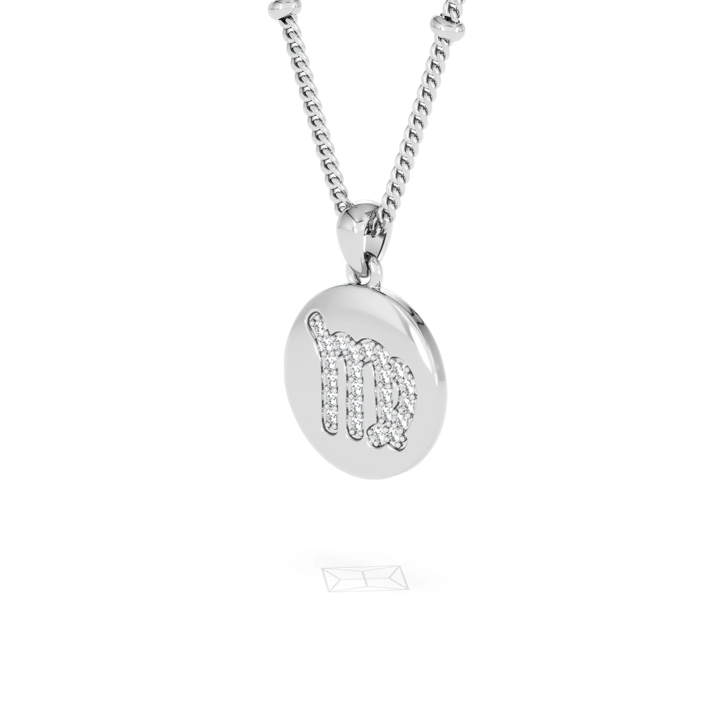 Astrology Virgo 0.07ct Lab Grown Diamond Medallion Pendant Necklace in Sterling Silver - Image 80