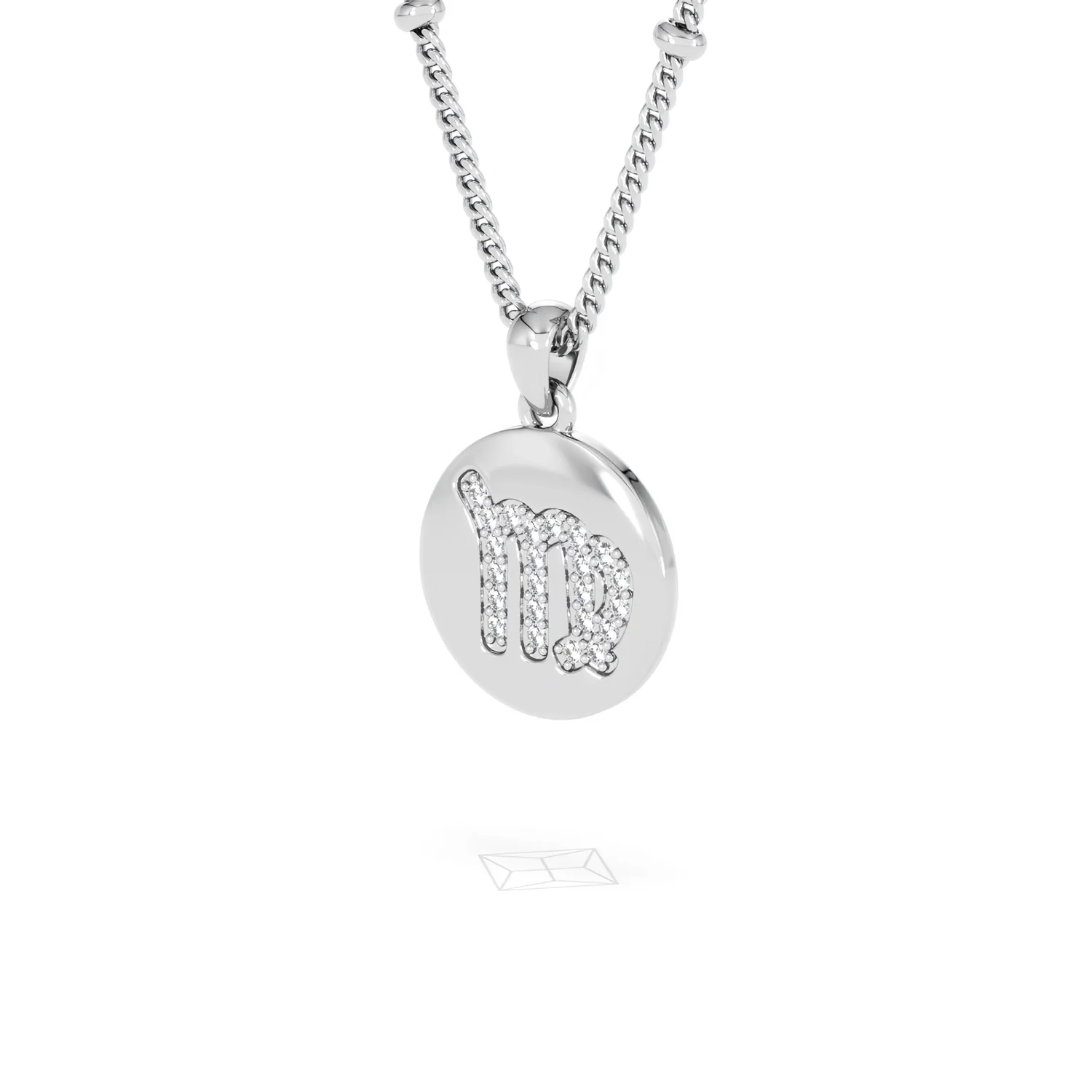Astrology Virgo 0.07ct Lab Grown Diamond Medallion Pendant Necklace in Sterling Silver - Image 81