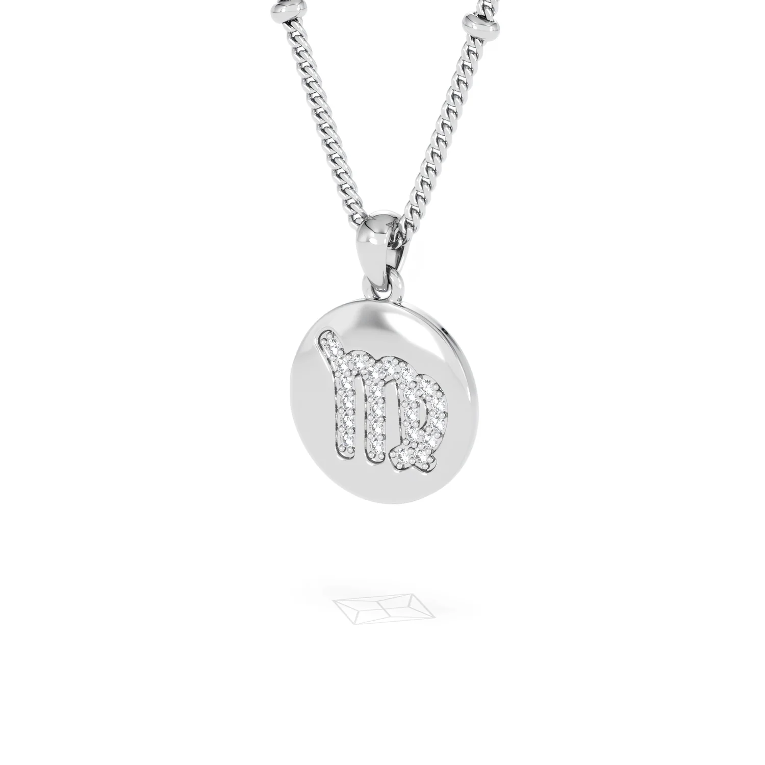 Astrology Virgo 0.07ct Lab Grown Diamond Medallion Pendant Necklace in Sterling Silver - Image 82