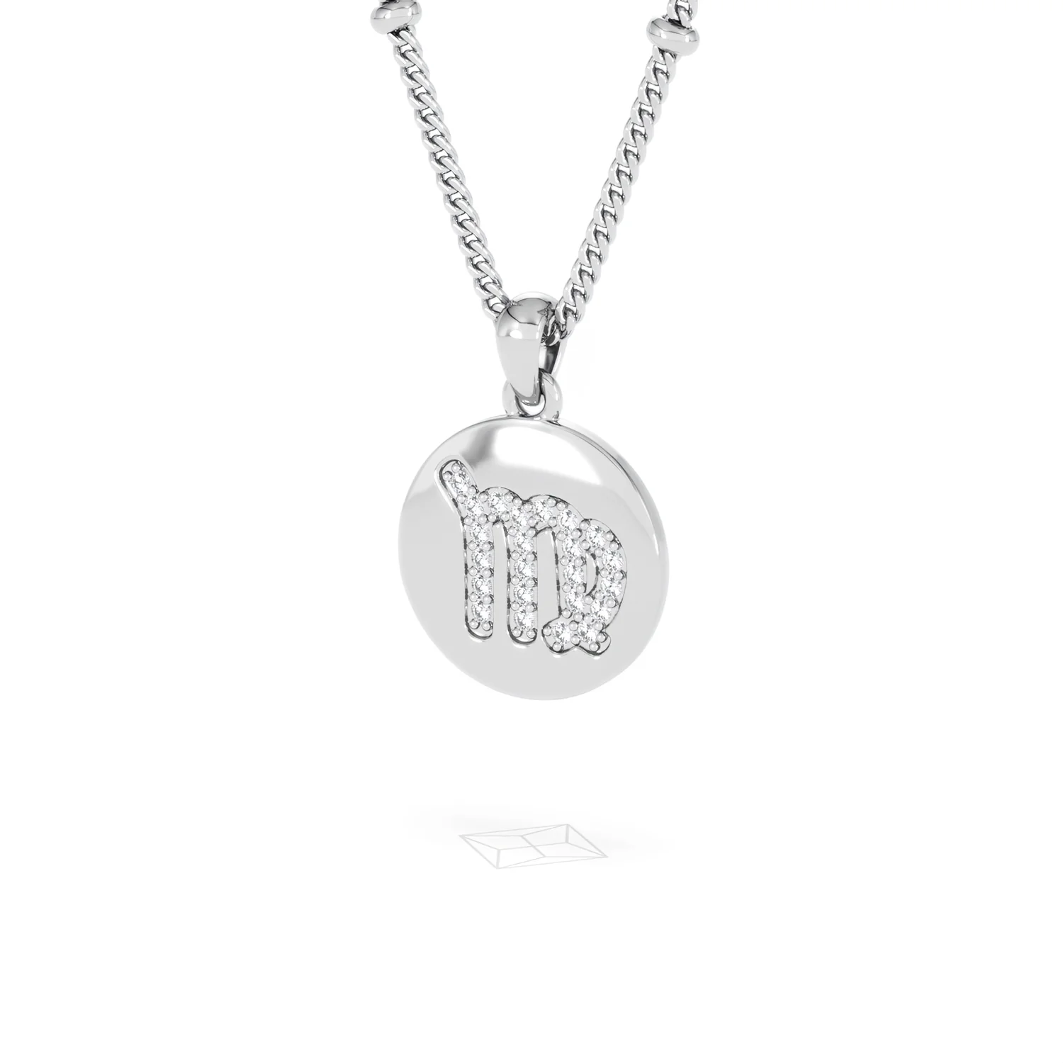 Astrology Virgo 0.07ct Lab Grown Diamond Medallion Pendant Necklace in Sterling Silver - Image 83