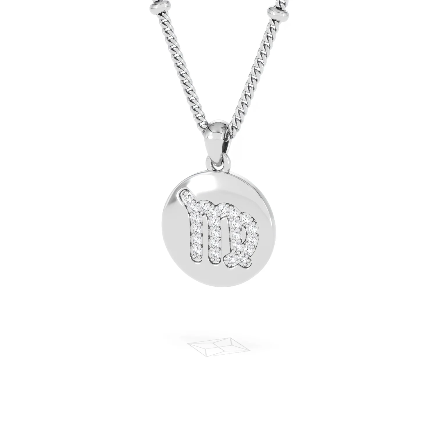 Astrology Virgo 0.07ct Lab Grown Diamond Medallion Pendant Necklace in Sterling Silver - Image 84