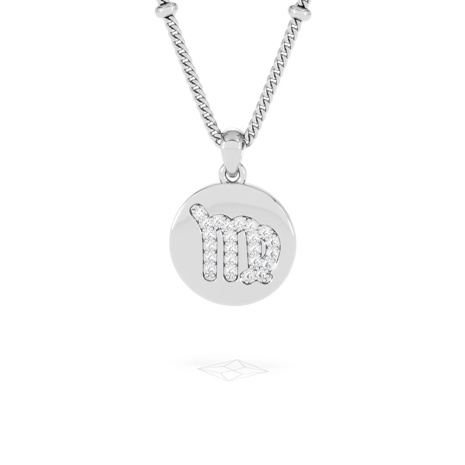 Astrology Virgo 0.07ct Lab Grown Diamond Medallion Pendant Necklace in Sterling Silver - Image 87
