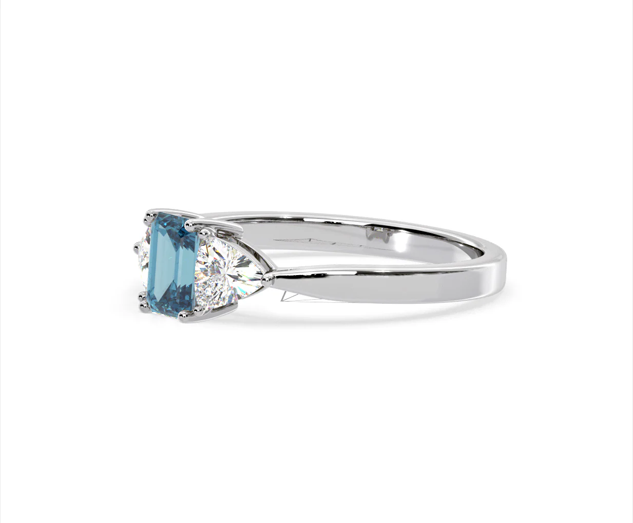 Aurora Blue Lab Diamond Emerald Cut and Trillion 1.00ct Ring in 18K White Gold - Elara Collection - Image 18