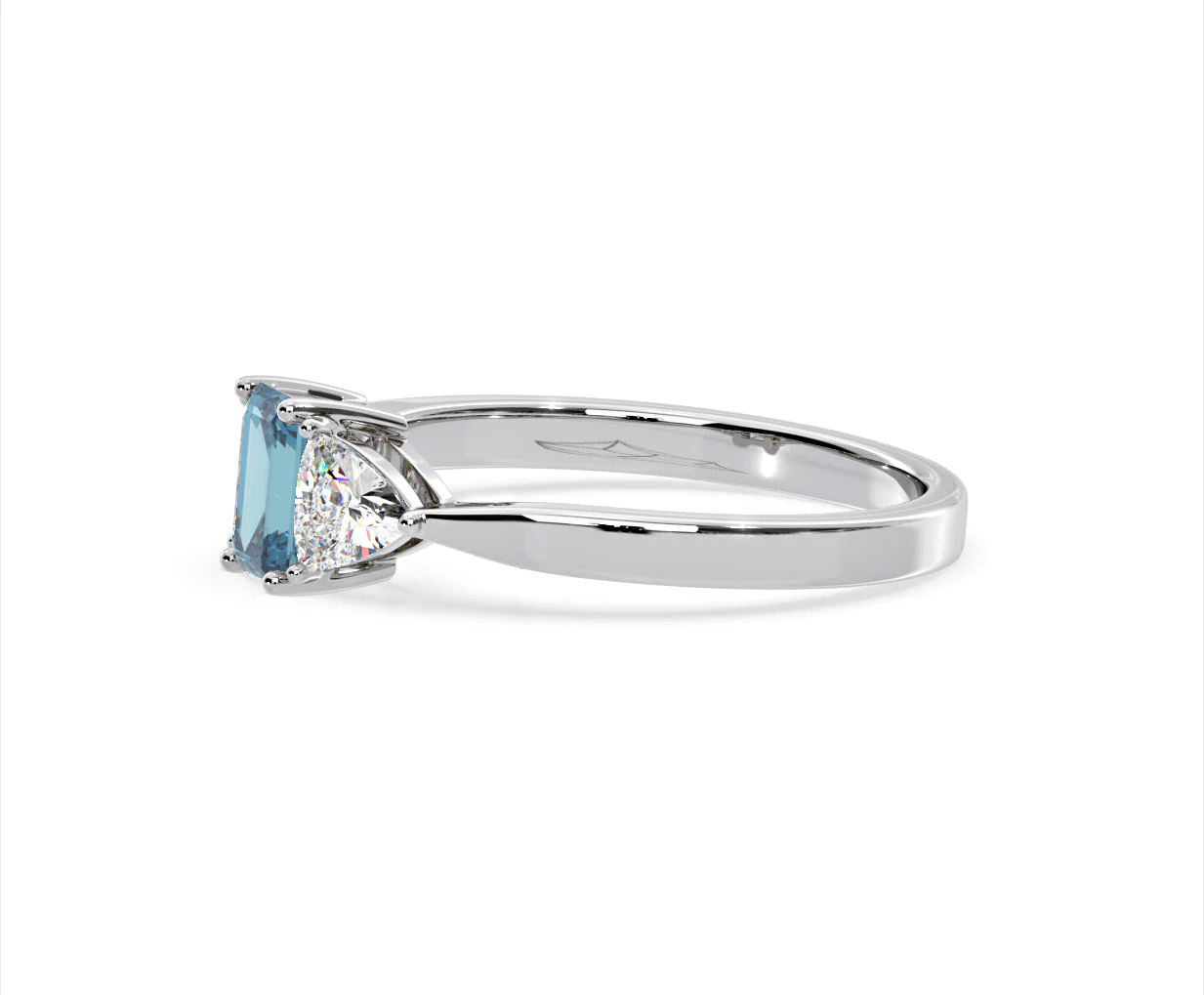 Aurora Blue Lab Diamond Emerald Cut and Trillion 1.00ct Ring in 18K White Gold - Elara Collection - Image 22
