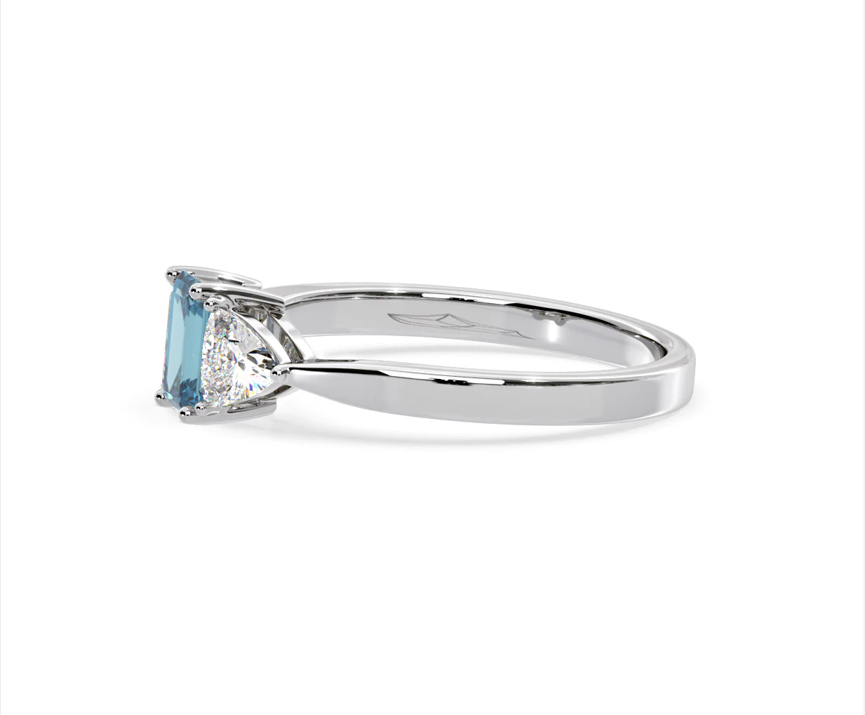 Aurora Blue Lab Diamond Emerald Cut and Trillion 1.00ct Ring in 18K White Gold - Elara Collection - Image 23