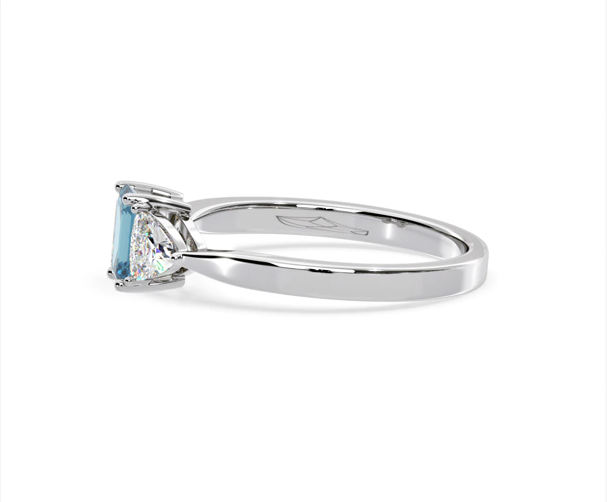 Aurora Blue Lab Diamond Emerald Cut and Trillion 1.00ct Ring in 18K White Gold - Elara Collection - Image 25