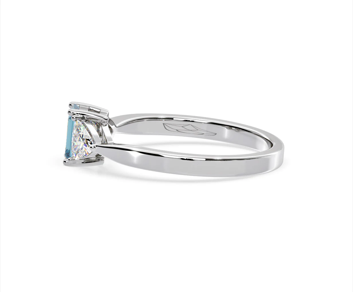 Aurora Blue Lab Diamond Emerald Cut and Trillion 1.00ct Ring in 18K White Gold - Elara Collection - Image 27