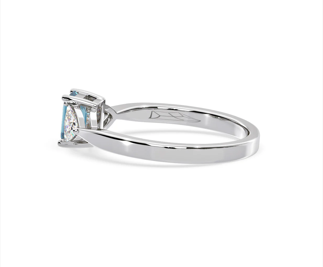 Aurora Blue Lab Diamond Emerald Cut and Trillion 1.00ct Ring in 18K White Gold - Elara Collection - Image 30