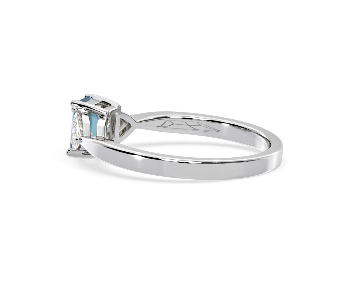 Aurora Blue Lab Diamond Emerald Cut and Trillion 1.00ct Ring in 18K White Gold - Elara Collection - Image 32