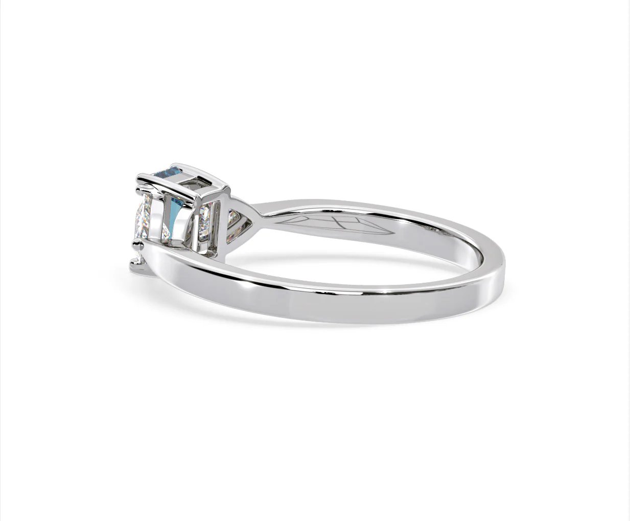 Aurora Blue Lab Diamond Emerald Cut and Trillion 1.00ct Ring in 18K White Gold - Elara Collection - Image 34