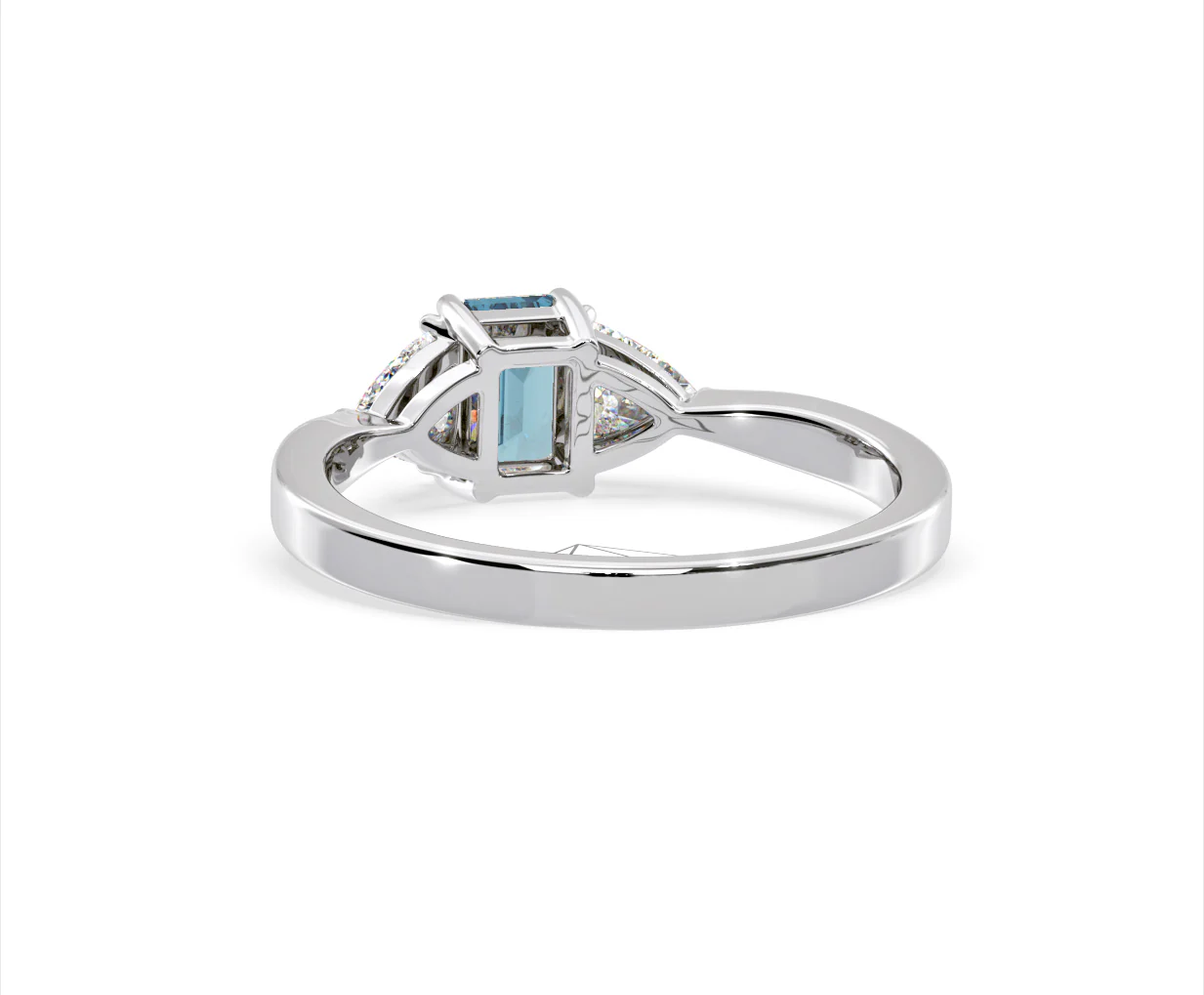 Aurora Blue Lab Diamond Emerald Cut and Trillion 1.00ct Ring in 18K White Gold - Elara Collection - Image 43