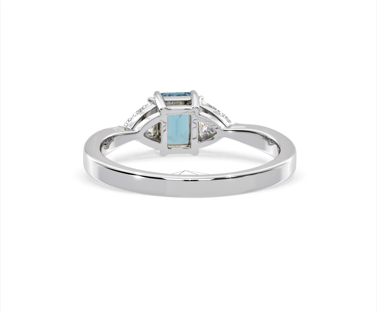 Aurora Blue Lab Diamond Emerald Cut and Trillion 1.00ct Ring in 18K White Gold - Elara Collection - Image 45