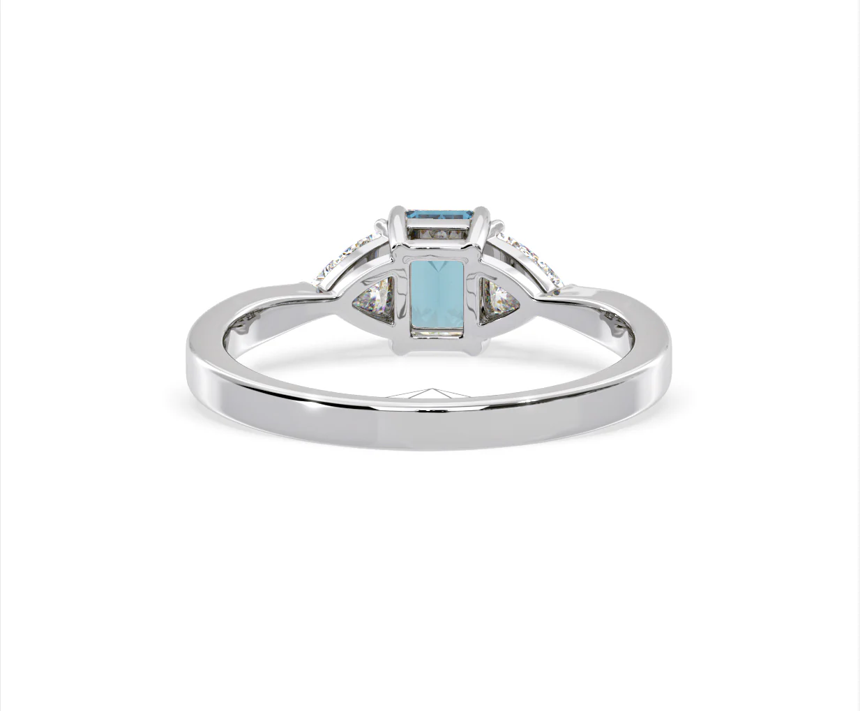 Aurora Blue Lab Diamond Emerald Cut and Trillion 1.00ct Ring in 18K White Gold - Elara Collection - Image 47