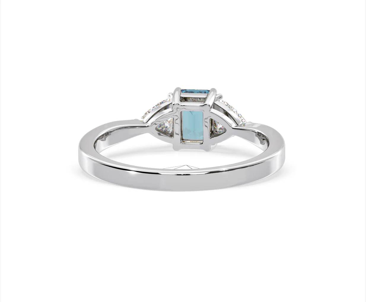 Aurora Blue Lab Diamond Emerald Cut and Trillion 1.00ct Ring in 18K White Gold - Elara Collection - Image 48