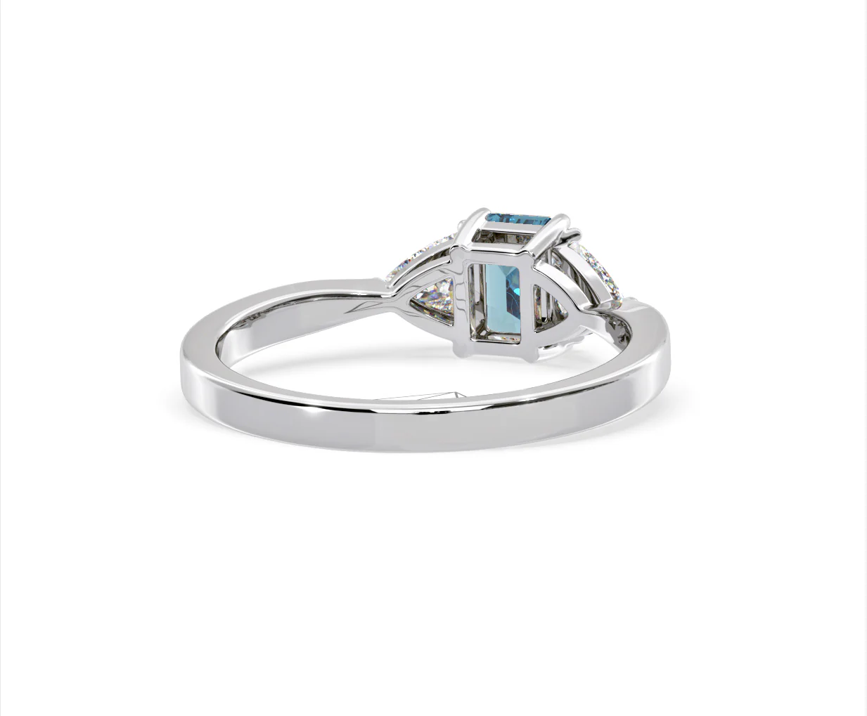 Aurora Blue Lab Diamond Emerald Cut and Trillion 1.00ct Ring in 18K White Gold - Elara Collection - Image 51