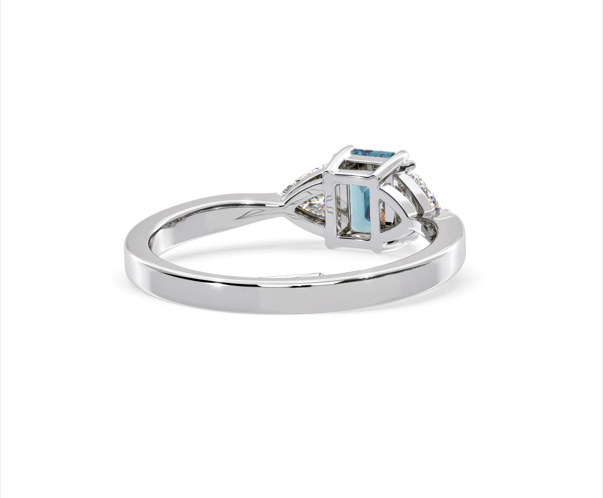 Aurora Blue Lab Diamond Emerald Cut and Trillion 1.00ct Ring in 18K White Gold - Elara Collection - Image 52