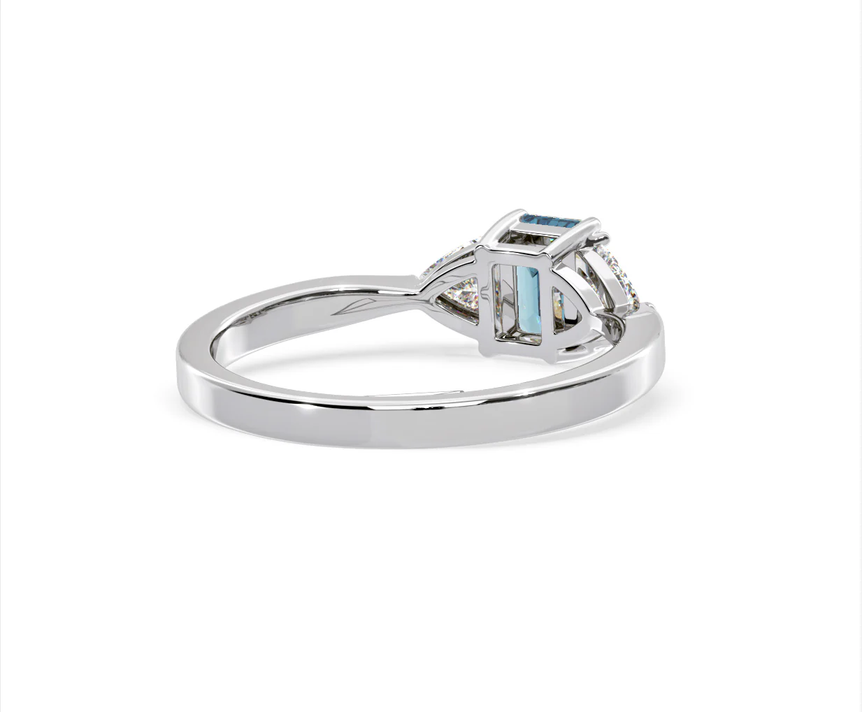 Aurora Blue Lab Diamond Emerald Cut and Trillion 1.00ct Ring in 18K White Gold - Elara Collection - Image 53