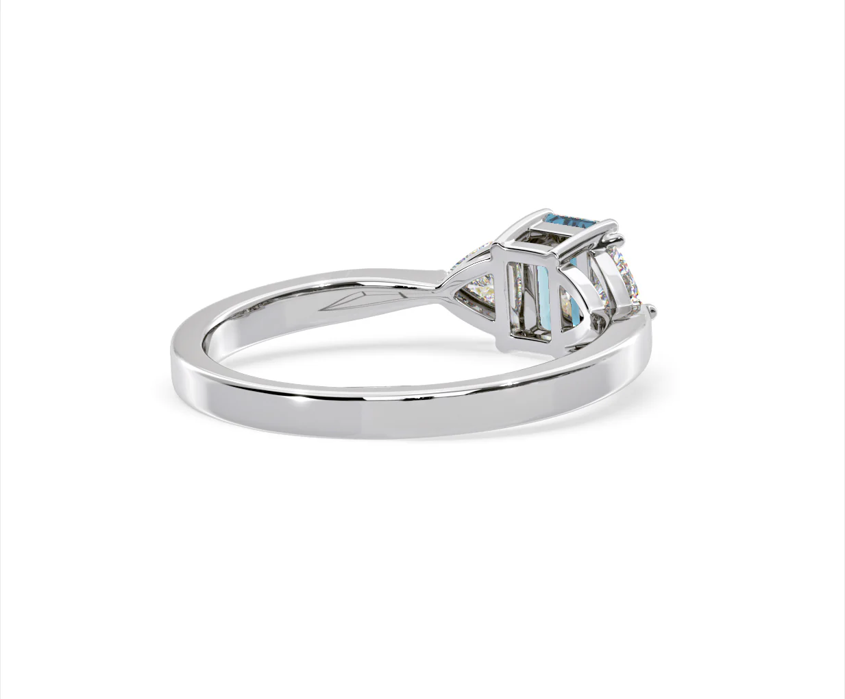 Aurora Blue Lab Diamond Emerald Cut and Trillion 1.00ct Ring in 18K White Gold - Elara Collection - Image 55