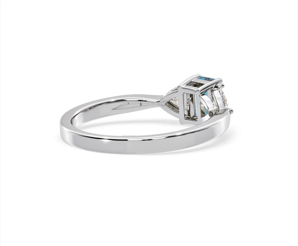 Aurora Blue Lab Diamond Emerald Cut and Trillion 1.00ct Ring in 18K White Gold - Elara Collection - Image 56