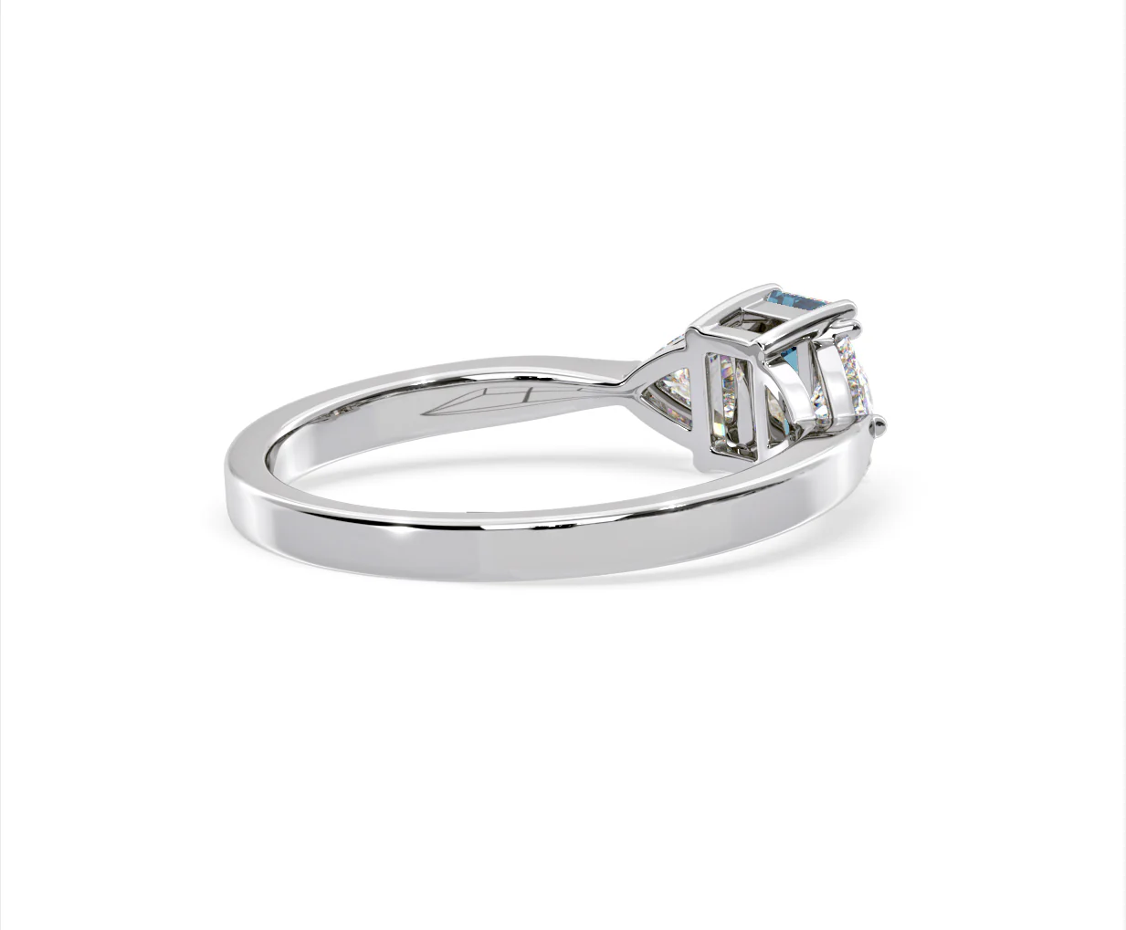 Aurora Blue Lab Diamond Emerald Cut and Trillion 1.00ct Ring in 18K White Gold - Elara Collection - Image 57