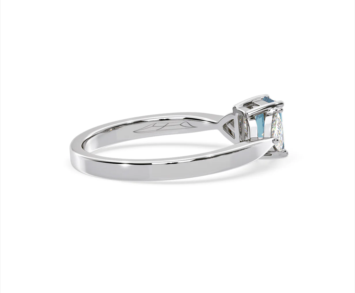 Aurora Blue Lab Diamond Emerald Cut and Trillion 1.00ct Ring in 18K White Gold - Elara Collection - Image 61