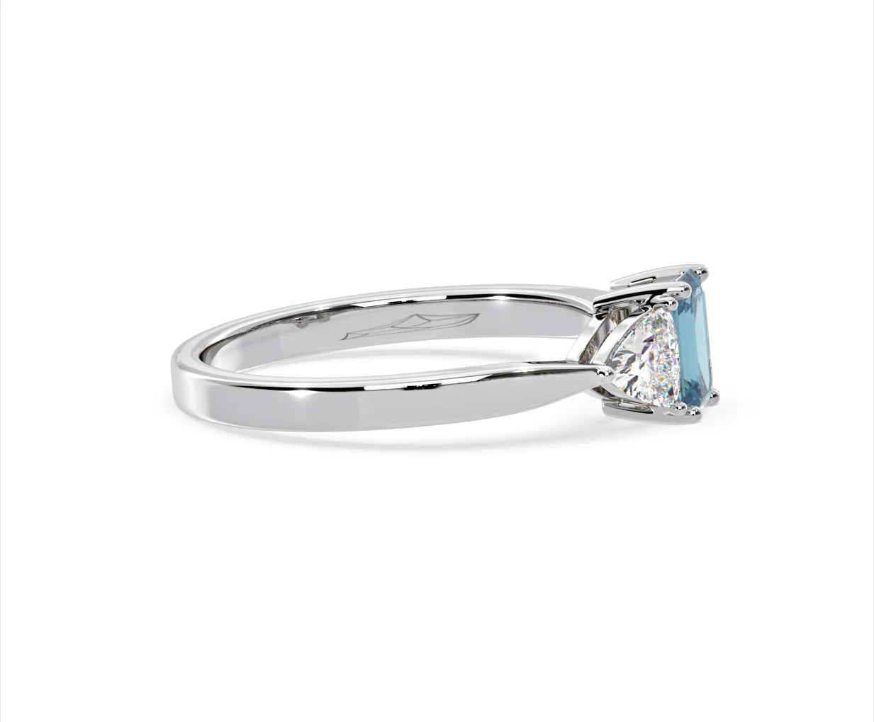 Aurora Blue Lab Diamond Emerald Cut and Trillion 1.00ct Ring in 18K White Gold - Elara Collection - Image 69