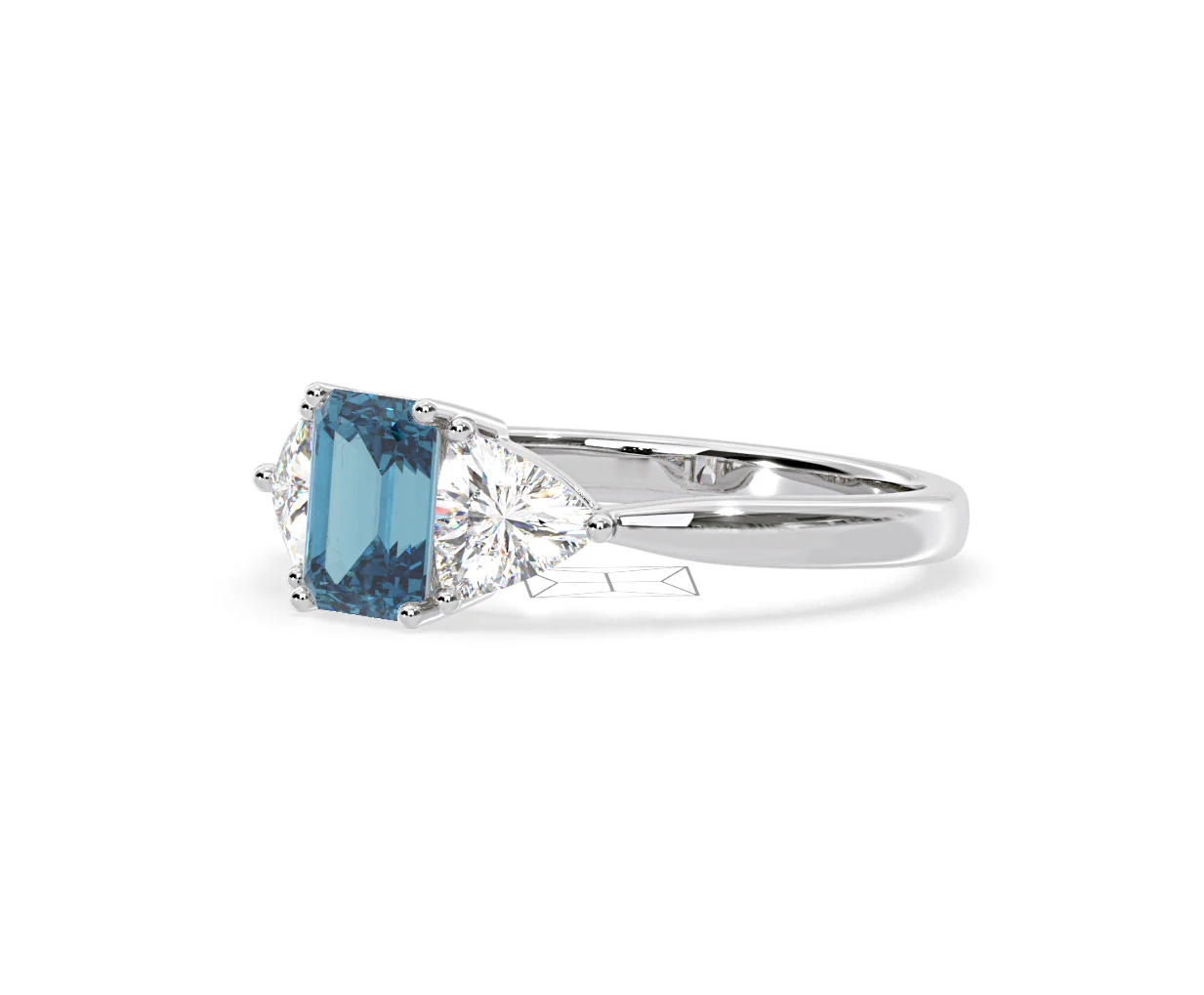 Aurora Blue Lab Diamond Emerald Cut and Trillion 1.70ct Ring in 18K White Gold - Elara Collection - Image 16