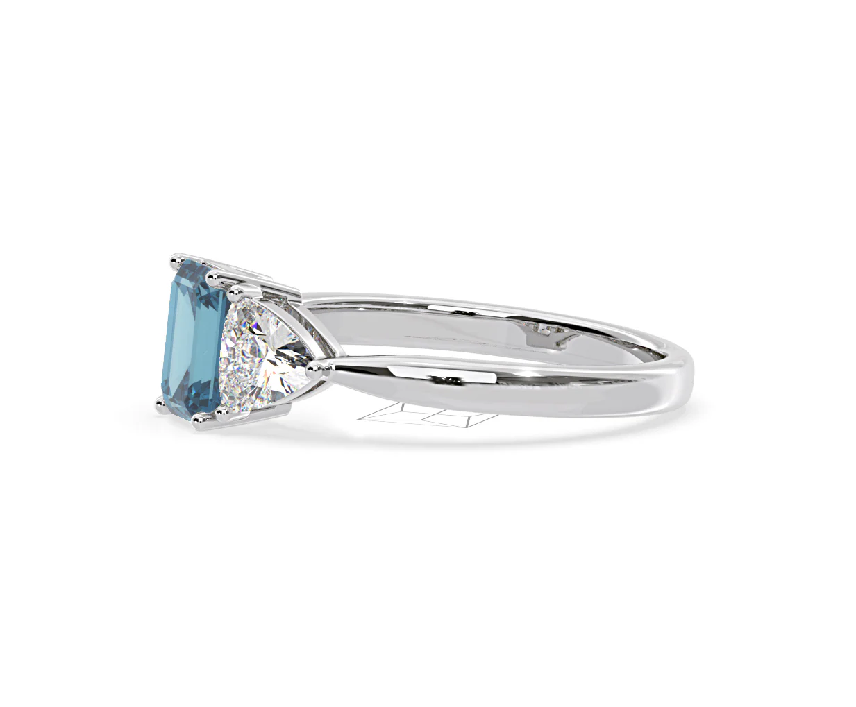 Aurora Blue Lab Diamond Emerald Cut and Trillion 1.70ct Ring in 18K White Gold - Elara Collection - Image 22