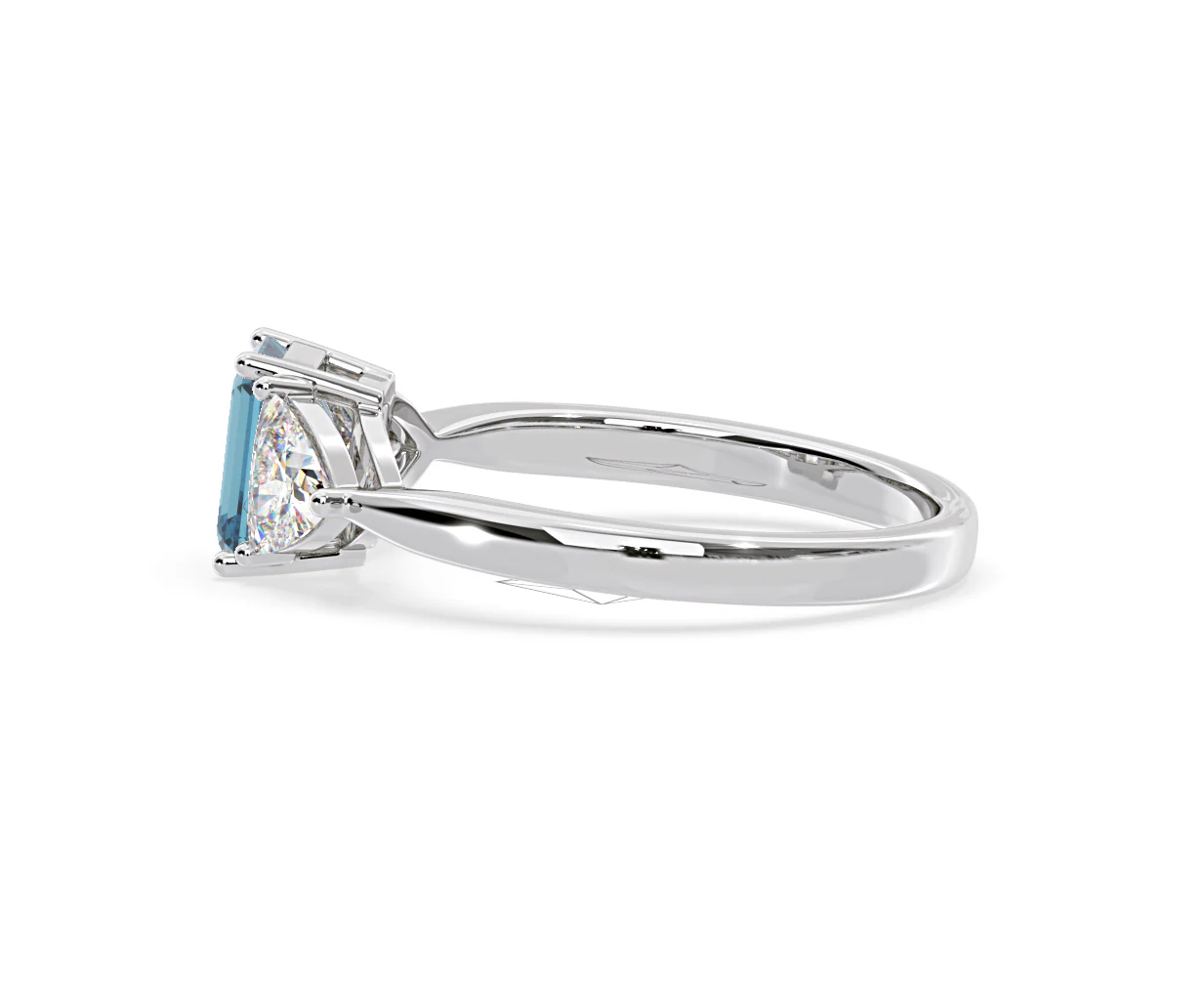 Aurora Blue Lab Diamond Emerald Cut and Trillion 1.70ct Ring in 18K White Gold - Elara Collection - Image 28