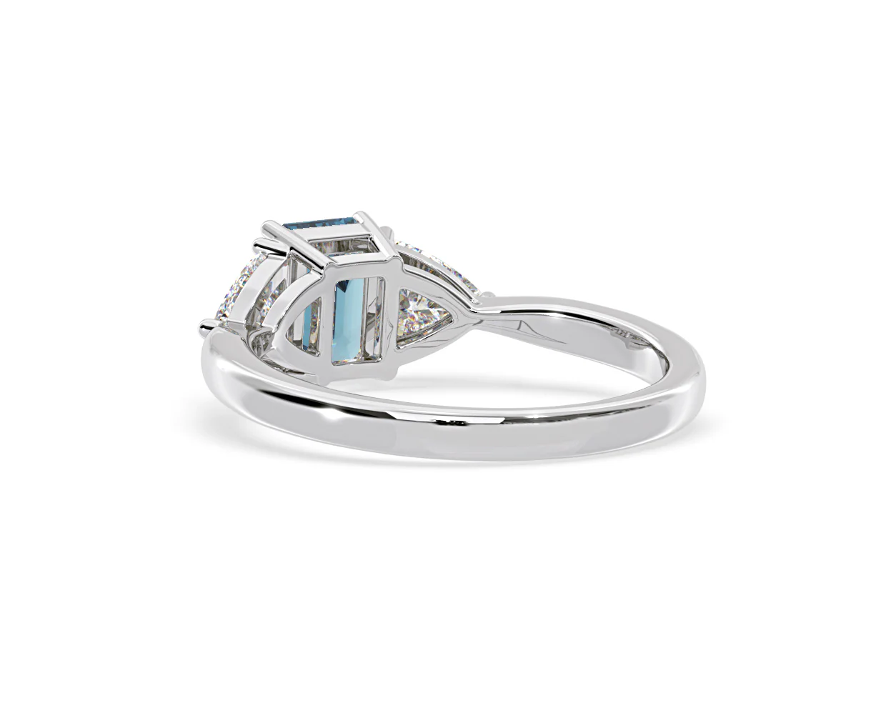 Aurora Blue Lab Diamond Emerald Cut and Trillion 1.70ct Ring in 18K White Gold - Elara Collection - Image 40