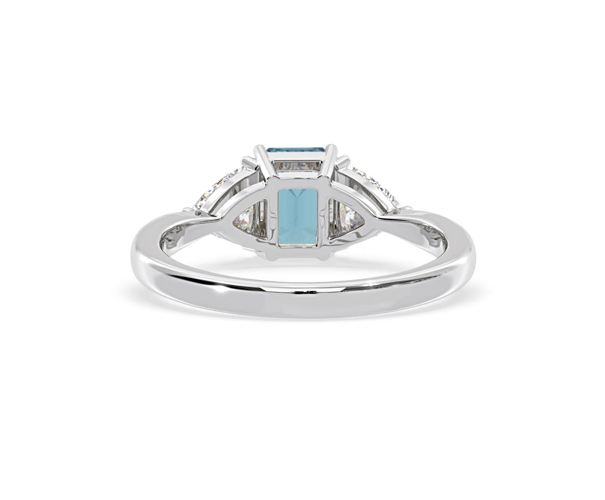 Aurora Blue Lab Diamond Emerald Cut and Trillion 1.70ct Ring in 18K White Gold - Elara Collection - Image 46